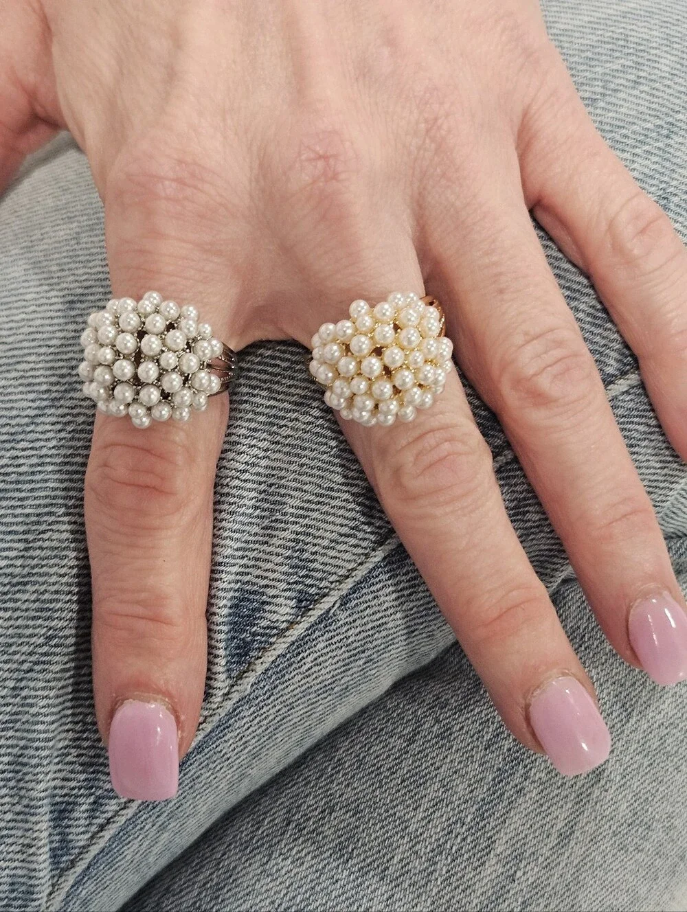 Cluster Pearl Statement Ring - White Pearls - Picture 1 of 16